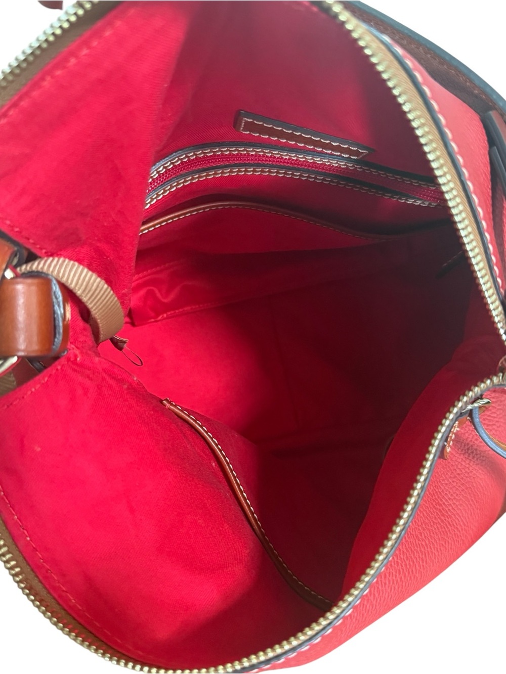 NWOT Authentic Dooney & Bourke Coral Red Leather Tassel Shoulder Hobo Bag - Picture 10 of 15